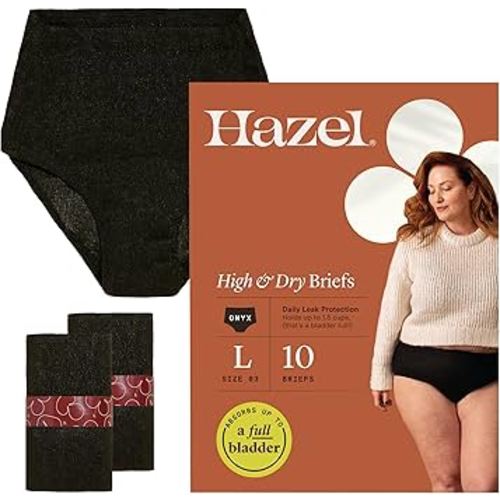 Hazel Disposable Women’s Underwear, High-Waist Pull-Ups for Postpartum & Incontinence, Large, Ultra-Thin, 10-Count (1-Pack)