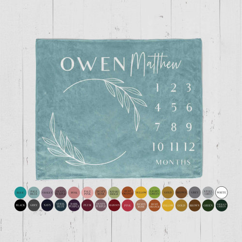 Boho Baby Boy Milestone Blanket Personalized Month Tracker, neutral age growth blanket with Name Baby Photo Prop Custom Baby Shower Gift