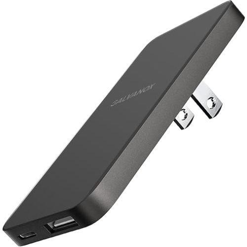 Galvanox USB-C Flat Wall Charger, Ultra Slim Fast Charging Wall Plug (20W) for iPhone and Samsung Phones - Dual Port (USB-A and USB Type C) Black