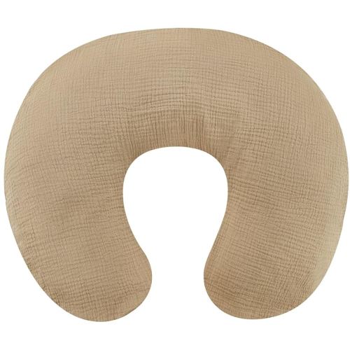Muslin Nursing Pillow Cover, Cotton Breastfeeding Pillow Cover for Baby Girls Boys, Soft Breathable Nursing Pillowcase for Infant Newborn, Removable Slipcover for Nursing Pillows, Brown(Only Cover)
