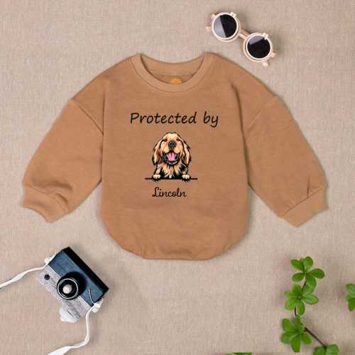 Custom Pet Portrait Baby Romper: Personalized Dog Name Outfit