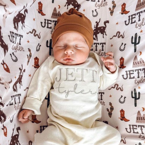 Giddy Up Personalized Baby Name Swaddle Blanket