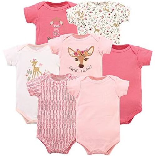 Hudson Baby baby-girls Cotton Bodysuits 7-pack