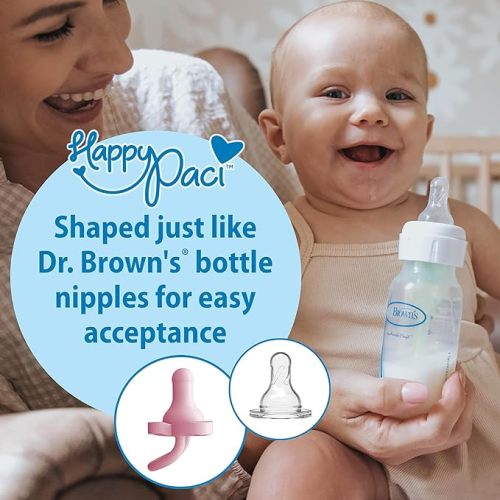 Dr. Brown’s HappyPaci 100% Silicone Pacifier 0-6m, BPA Free, White, Pink, Light Pink 3-Pack
