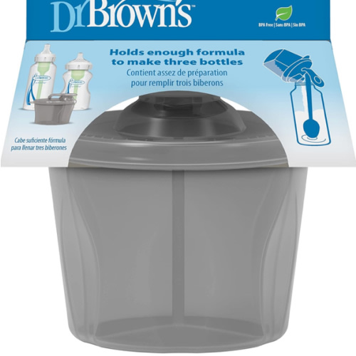 Dr. Brown's Baby Formula Dispenser with Snap-On Lid for On-the-Go Feedings,Milk Powder Dispenser for Traveling with Infant,Gray