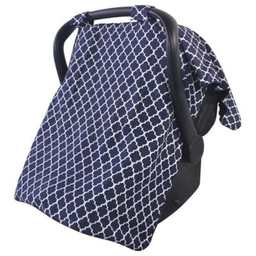 Hudson Baby Infant Girl Reversible Car Seat and Stroller Canopy, Navy Trellis, One Size