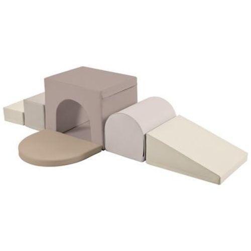 Cesicia Soft Foam Playset for Toddlers, Safe Single-Tunnel Foam Climber with Slide Stairs and Ramp for Beginner Toddler Climb and Crawl