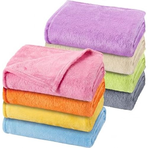Reginary 8 Pcs Fuzzy Baby Blankets Bulk, 30" x 40", Classic, Bright