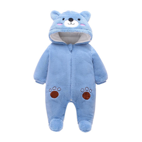 Frostluinai Cute Baby Girls' Fleece Jumpsuit Baby Boy Snowsuit New Born Baby Winter Coat Toddler Lined Onesie Pajamas Warm Hooded Romper Pram for Infant