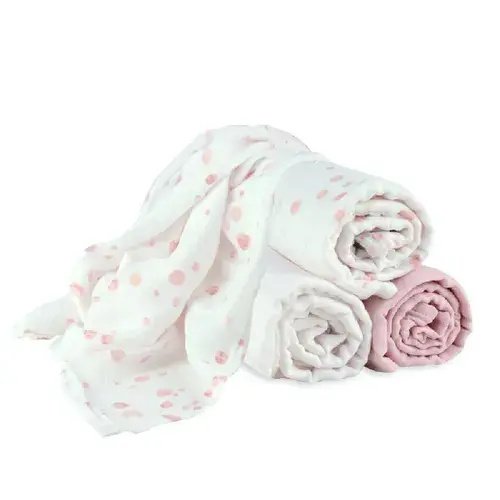 Little Bamboo Muslin Wrap Dusty Pink 3 Pack | Baby Bunting NZ