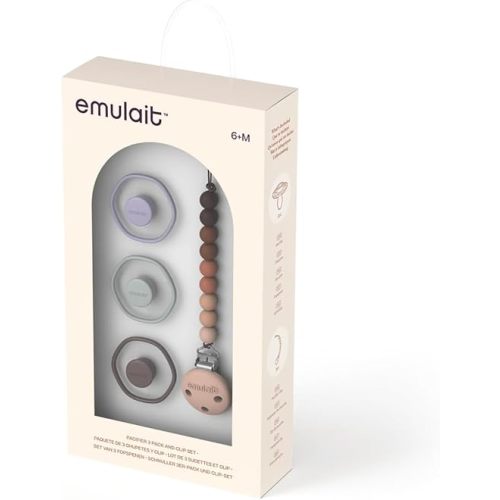 Emulait Baby Pacifier Set 6+ Month – 3-Pack Infant Pacifiers with Clip, Soft Silicone Binky for Newborns and Babies, Orthodontic Design for Comfort, Shower Gift, Boys and Girls