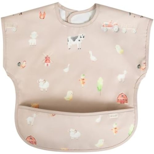 Ali+Oli Smock Bibs for Babies, BPA-Free Oeko-Tex Certified, Waterproof Baby Smock, Machine Washable, Toddlers Ages 6m+