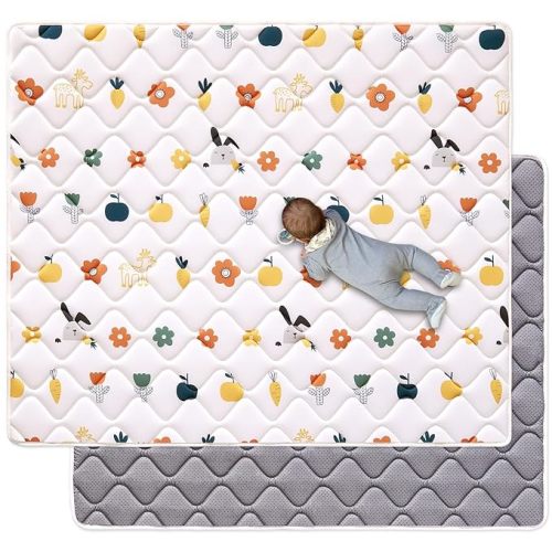 Odorless Premium Foam Baby Play Mat 50" x 50", Soft Microfiber Fabric Crawling Mat for Floor- Comfortable and Hypoallergenic, Non-Slip Cushioned Floor Playpen mat for Infants,Babies,Toddlers