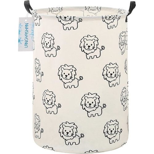 Round Laundry Basket Collapsible Storage Hamper Organizer Lion