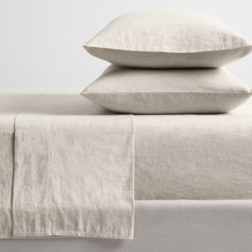 European Flax Linen Cotton Sheet Set in Oatmeal