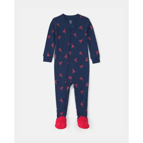 Toddler Boy Lobster 100% Cotton Snug Fit 1-Piece Pajama - Blue | Carter's