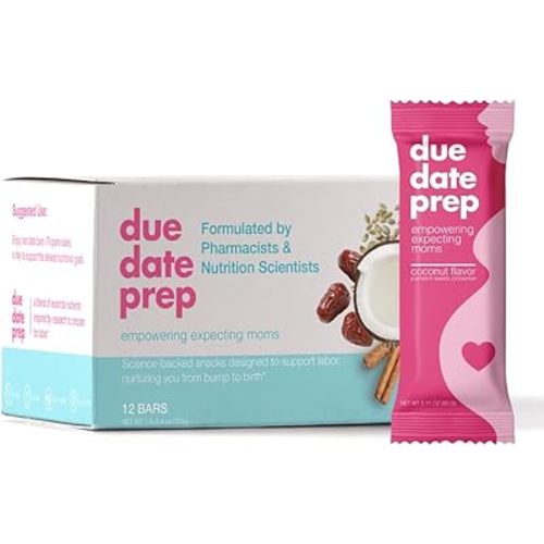 Due Date Prep Snack Bars – Natural Labor Prep Support for Pregnant Women | Organic, Gluten-Free, Kosher | Third Trimester Snacks with Dates for Healthy Pregnancy