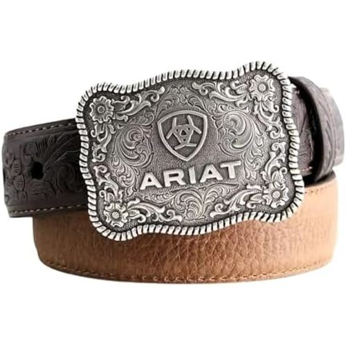 ARIAT Boy's Rectangle Rope Edge Shield Buckle Embossed Belt (Little Kids/Big Kids)