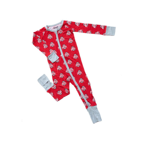Ohio State Buckeyes Red Baby Double Zipper Romper Pajamas - 14980000