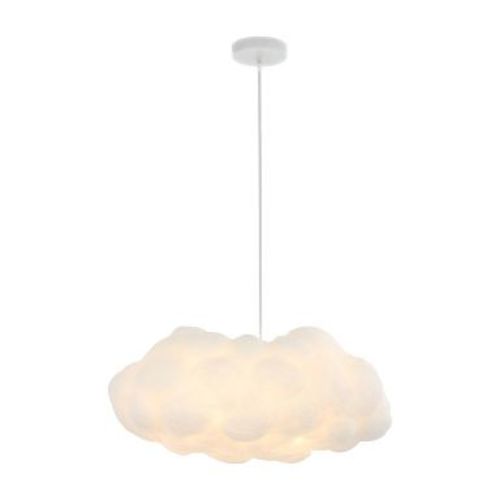23" 2-Light Zephyr Modern Contemporary Silk LED Cloud Pendant White - JONATHAN Y: UL Listed, Adjustable Height, Dimmable