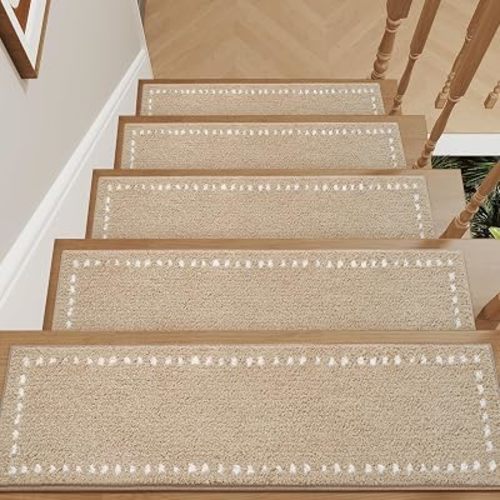 tchdio Stair-Treads Non Slip 15PC Soft Stair Treads for Wooden Steps 8"x30"