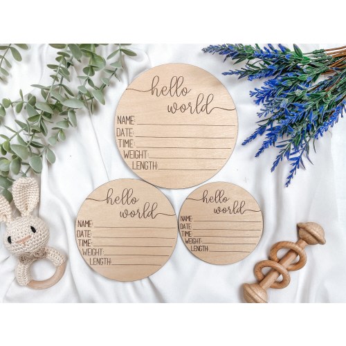 Hello World Baby Arrival Sign, Baby Birth Announcement Sign for Hospital, Baby Name With Birth Stats, Baby Name Reveal, Newborn Picture Prop