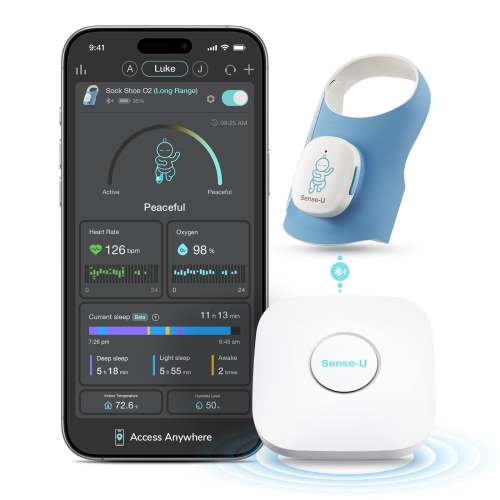 Sense-U Smart Sock Shoe Baby Monitor-Track Heart Rate, Oxygen Anywhere