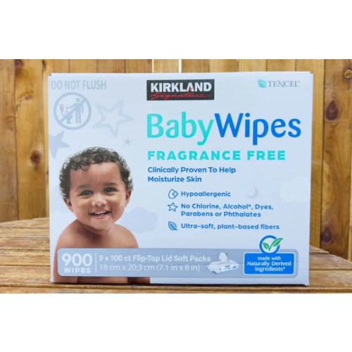 Kirkland Signature Baby Wipes, Fragrance Free, 9 Packs of 100