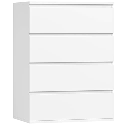FOTOSOK White Dresser, Dresser for Bedroom, Small Dresser Chest of Drawers | 23.6L x 15.7W x 31.5H In Dresser for Bedroom, Bedroom Dresser with 4 Drawers for Closet, Small Spaces/Apartment/Domitory
