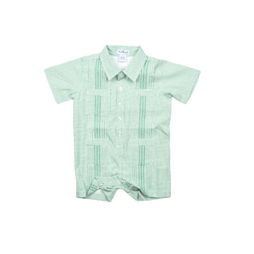 Guayabera - Classic Green Short Sleeve Romper