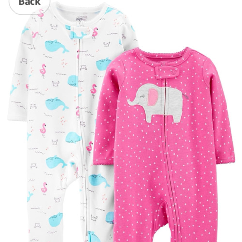 Simple Joys by Carter's Baby Girls' Cotton Footed Sleep and Play, Pack of 2