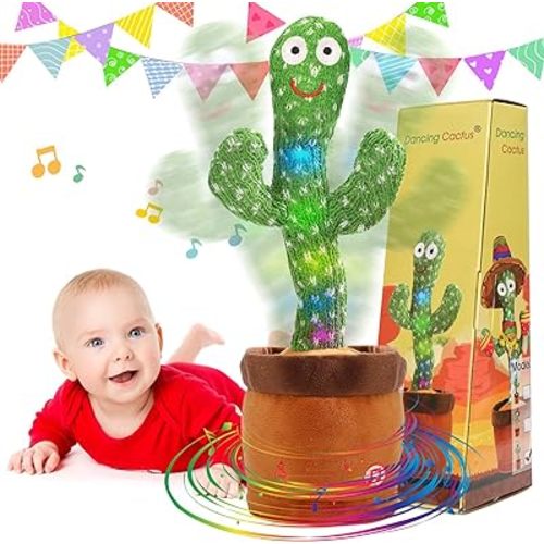 Emoin Dancing Talking Cactus Toy for Baby Boys Girls Gifts,Dancing Cactus Singing Mimicking Recording Repeating What You Say Baby Toys