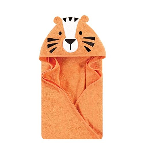 Hudson Baby Unisex Baby Cotton Animal Face Hooded Towel, Tiger, One Size