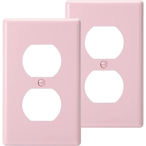Bates- Duplex Receptacle Wall Plates, 2 Pack, Pink, Electrical Outlet Cover Plates, Electric Outlet Cover, Wall Outlet Cover, Outlet Plate, Outlet Wall Plate, Wall Outlet Cover Plate
