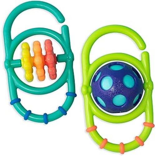 Sassy Linky Links Rattle Set, Use Apart or Link Together - 2 Pack, for Ages 3+ Months