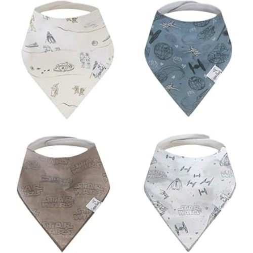 Copper Pearl Disney Baby Bibs 4 Pack, Soft Cotton Bandana Drool Bibs for Baby Girl & Boy, Drooling Teething