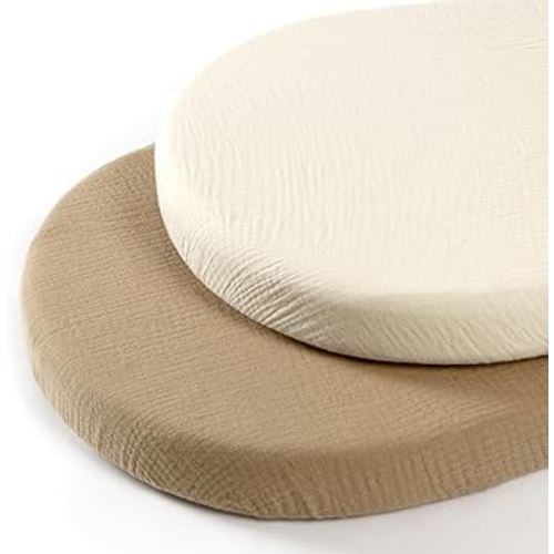 lulumoon Baby Muslin Bassinet Sheets: Cotton Bassinet Sheets Neutral for Boys and Girls - Fitted for Oval Rectangle or Hourglass