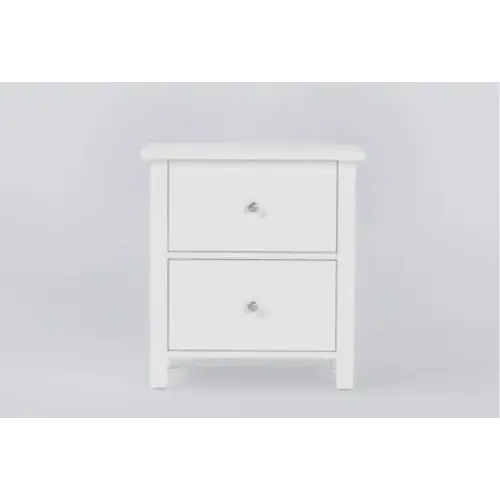 Felipe White 2-Drawer Nightstand With USB