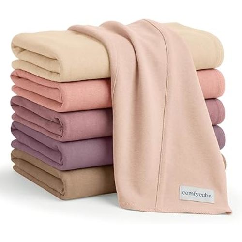 Comfy Cubs Baby Burp Cloths Set (Pack of 6) - Large, 6-Layer, Ultra Absorbent 100% Cotton for Infant Spit-Up, Drool, and Messes - Soft, Gentle, Thoughtful New Born Baby Gifts, Multi Girl