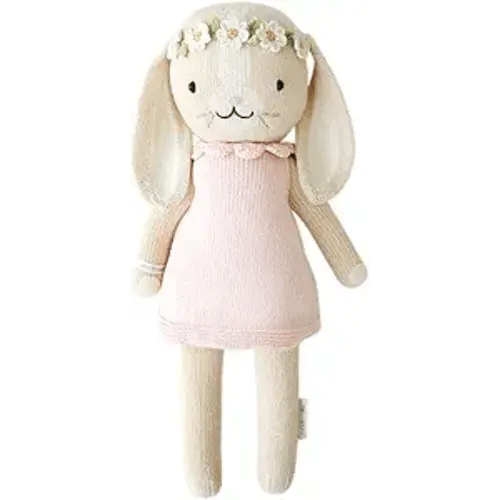 cuddle + kind Hannah the Bunny Blush Regular 20" Hand-Knit Doll – 1 Doll = 10 Meals, Fair Trade, Heirloom Quality, Handcrafted in Peru, 100% Cotton Yarn