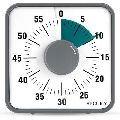 Secura 7.5 Inch Visual Timer, 60 Minute Visual Oversize Countdown Timer for Kids and Adults, Durable Mechanical Time Management Tool (Dark Green)