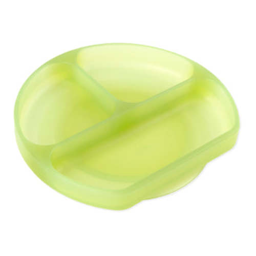 Bumkins Silicone Grip Dish with 3 Sections for Babies - Green Jelly