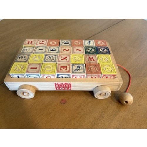 Wood Alphabet Block & Wagon Set by Back to Basic Toys Uncle Goose FAO Schwarz