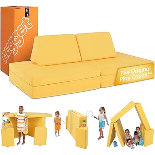 Nugget - The Original Play Couch for Kids - Modular Foam Children's Sofa for Playroom, Imagination, & Creative Open Ended Play - Washable & Convertible Playroom Furniture, Lemonade