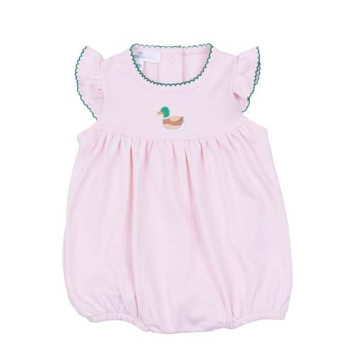 Mini Mallard Embroidered Flutter Bubble- Pink