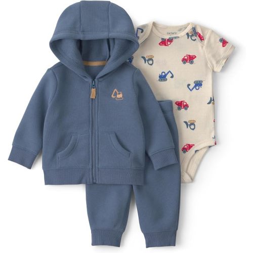Carter's Boy 3-Piece Bodysuit Pant Sets, Blue Construction, 12M