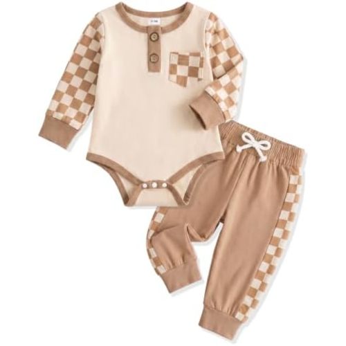 HONGTEYA Baby Boy Clothes Cotton Newborn Infant Long Sleeve Romper Outfit