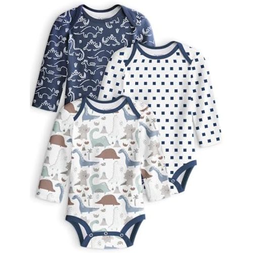 Yoofoss Baby Bodysuits 100% Organic Cotton Baby Onesie Long Sleeve Baby Boys Girls Clothes Soft Newborn Infant Romper, 3 Pack