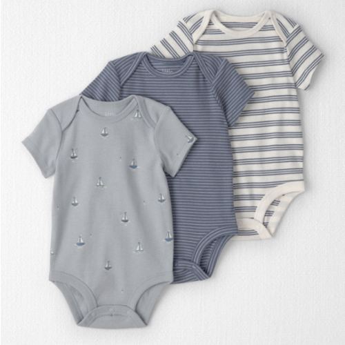 Baby 3-Pack Organic Cotton Bodysuits in Sail Away Print - Little Planet | Carter's
