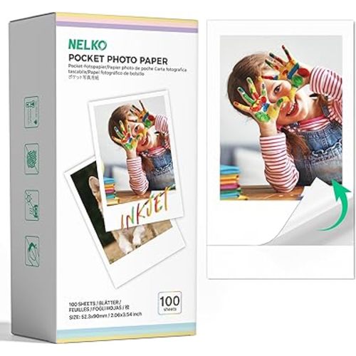 Nelko 2x3 Premium Sticky-Backed Photo Paper, 100-Pack Photo Paper, White